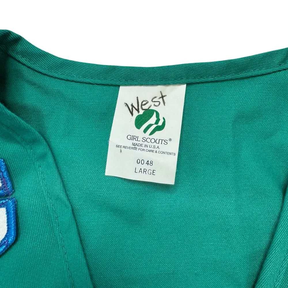 GIRL SCOUTS Vintage Green Made in USA Vest Patches Pins 90s Large Tierra Del Oro